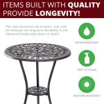 3-Piece Floral Outdoor Patio Bistro Set, Cast Aluminum Outdoor Furniture, Small Patio Sets, Balcony Furniture Sets, Small Outdoor Table and Chairs, Patio Chair Set
