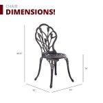 3-Piece Floral Outdoor Patio Bistro Set, Cast Aluminum Outdoor Furniture, Small Patio Sets, Balcony Furniture Sets, Small Outdoor Table and Chairs, Patio Chair Set