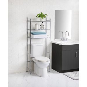 Over the Toilet Storage, 3-Shelf Bathroom Space Saver, Mainstays, Chrome