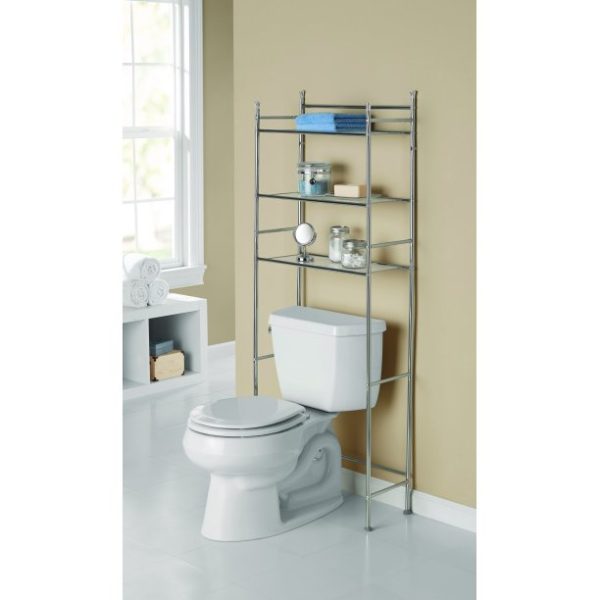 Over the Toilet Storage, 3-Shelf Bathroom Space Saver, Mainstays, Chrome