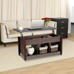 Alden Design 41" Lift Top Coffee Table with 3 Storage Compartments, Espresso