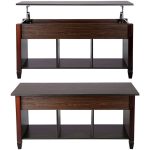 Alden Design 41" Lift Top Coffee Table with 3 Storage Compartments, Espresso