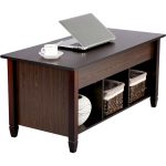 Alden Design 41" Lift Top Coffee Table with 3 Storage Compartments, Espresso