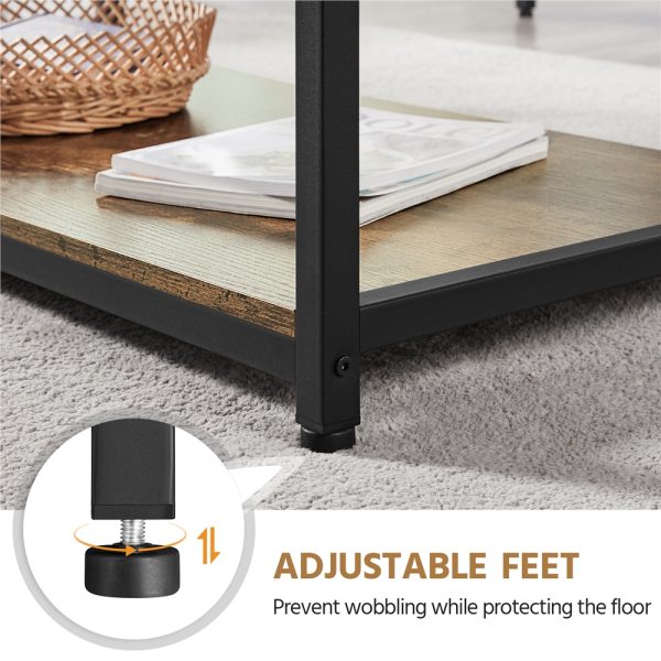 Alden Design Industrial Coffee Table with Storage Shelf, Rustic Brown