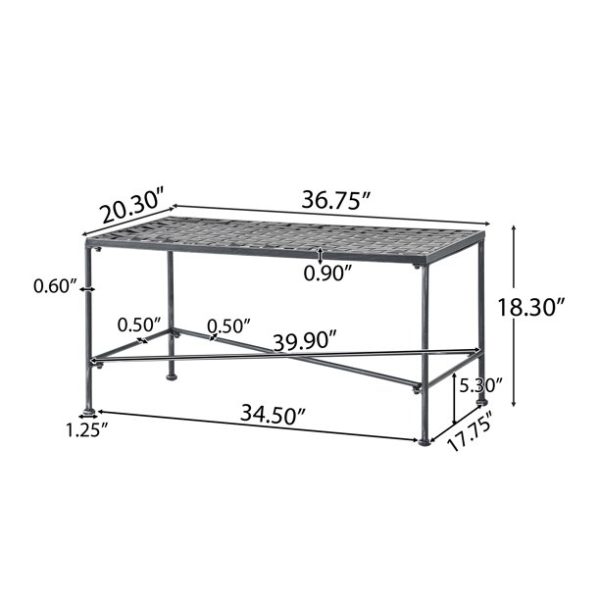 Alexander Outdoor Iron Coffee Table, Black