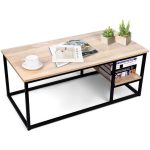 Amzdeal Coffee Table with Shelf, Living Room Table with Storage, 40L x 20.5W x 16.5H inch, Easy Assembly and Stable,