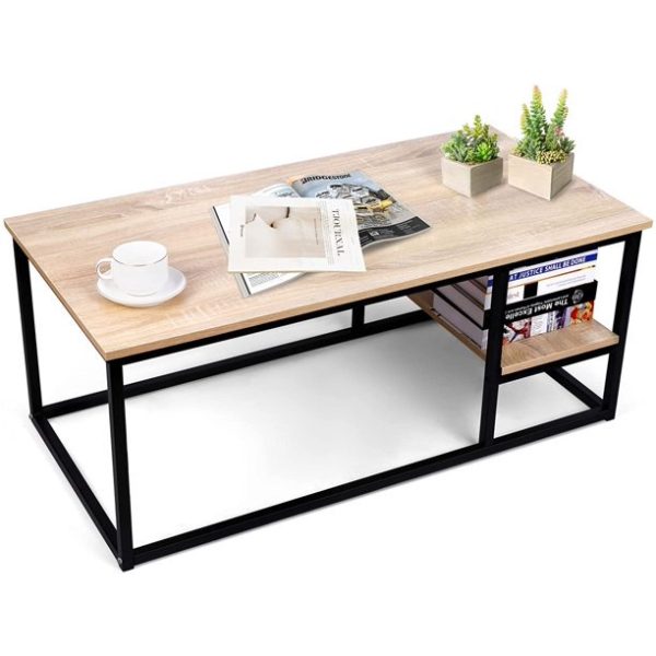 Amzdeal Coffee Table with Shelf, Living Room Table with Storage, 40L x 20.5W x 16.5H inch, Easy Assembly and Stable,