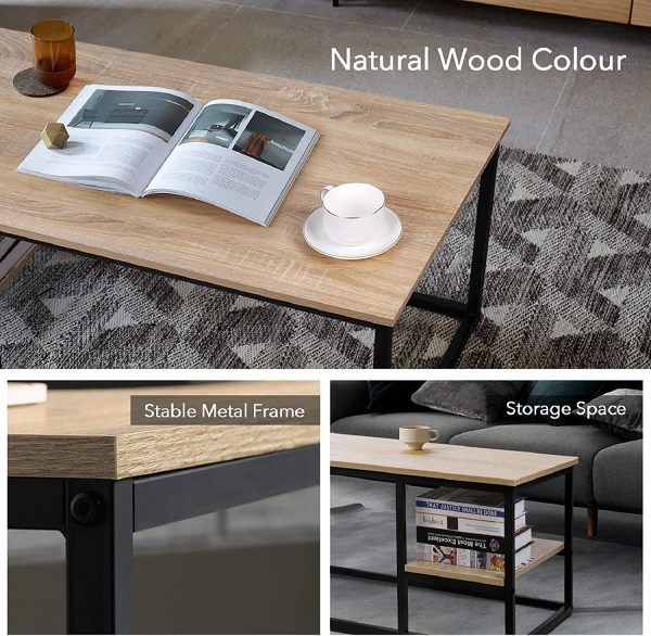 Amzdeal Coffee Table with Shelf, Living Room Table with Storage, 40L x 20.5W x 16.5H inch, Easy Assembly and Stable,