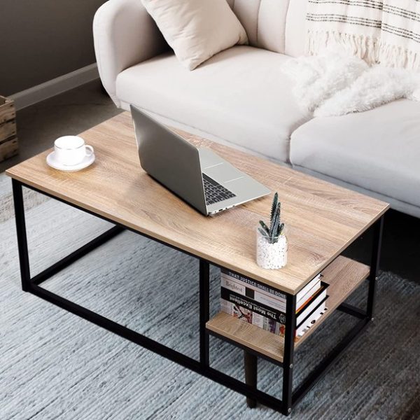 Amzdeal Coffee Table with Shelf, Living Room Table with Storage, 40L x 20.5W x 16.5H inch, Easy Assembly and Stable,