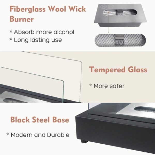 Arttoreal Upgrades Tabletop Rectangle Fire Pits,Portable Smokeless Bio Ethanol Fireplace with Realistic Burning, Awesome Gifts
