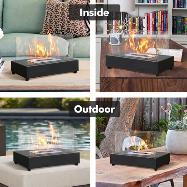 Arttoreal Upgrades Tabletop Rectangle Fire Pits,Portable Smokeless Bio Ethanol Fireplace with Realistic Burning, Awesome Gifts