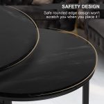 BIGTREE Modern Round Nesting Coffee Table Set 2pc Solid Metal Frame Black