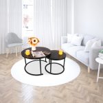 BIGTREE Modern Round Nesting Coffee Table Set 2pc Solid Metal Frame Black