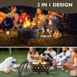 BaPiPro Fire Pit for Outside 30 Inch Outdoor Wood Burning Firepit Large Steel Firepit Bowl with Removable Cooking Swivel BBQ Grill for Backyard Bonfire Patio