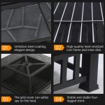 32" Outdoor Metal Firepit Backyard Patio Garden Square Stove Fire Pit With cover