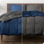 Bare Home Ultra Soft Reversible Comforter, Goose Down Alternative, Queen, Dark Blue/Gray