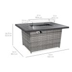 Best Choice Products 52in Wicker Propane Gas Fire Pit Table 50,000 BTU w/ Glass Wind Guard, Tank Holder, Cover - Gray