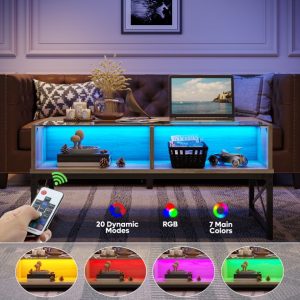 Bestier Coffee Table with LED Lights Image 2