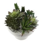 Better Homes & Gardens Artificial Succulent Arrangement in Ceramic Planter, 8”