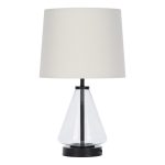 Better Homes & Gardens Glass with Black Base Table Lamp, 18" H