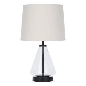 Better Homes & Gardens Glass with Black Base Table Lamp, 18" H