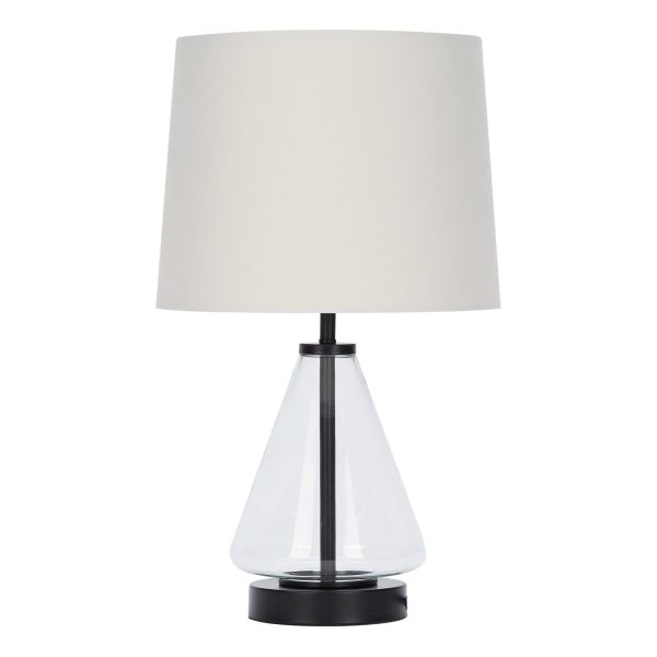 Better Homes & Gardens Glass with Black Base Table Lamp, 18" H