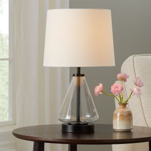 Better Homes & Gardens Glass with Black Base Table Lamp, 18 H(1)