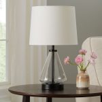 Better Homes & Gardens Glass with Black Base Table Lamp, 18" H