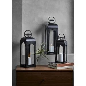 Better Homes & Gardens Metal Candle Holder Lantern, Black, Large