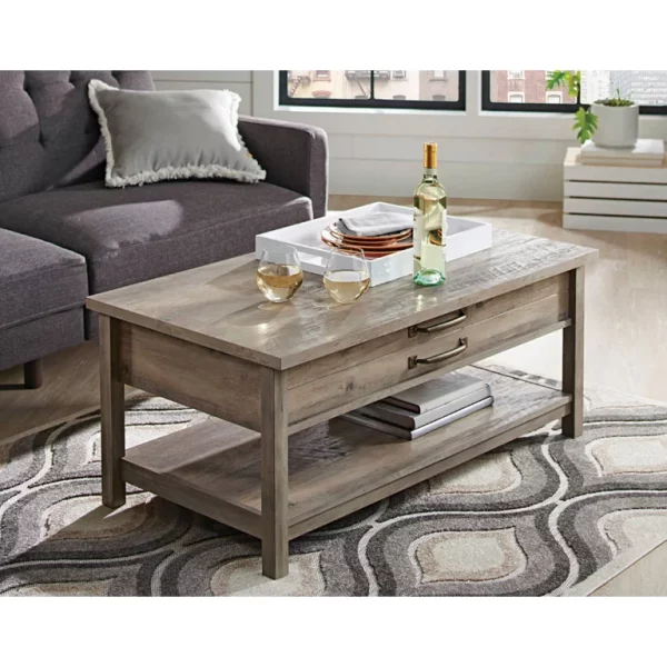 Better Homes & Gardens Modern Farmhouse Rectangle Lift-Top Coffee Table, Rustic Gray finish