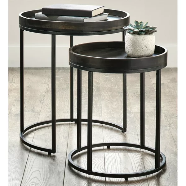 Better Homes & Gardens Tray Top Nesting Tables, Set of 2, Dark Walnut