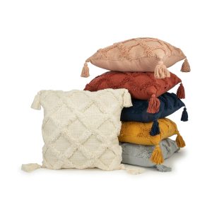 Better Homes & Gardens Tufted Trellis Decorative Square Throw Pillow, Natural, Single Pillow(1)