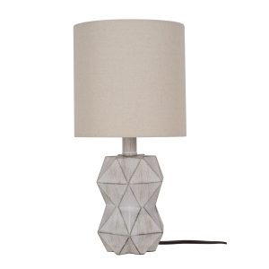 Better Homes & Gardens White Wash Faceted Faux Wood Table Lamp, 15.75"H LED Bulb Included