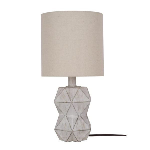 Better Homes & Gardens White Wash Faceted Faux Wood Table Lamp, 15.75"H LED Bulb Included