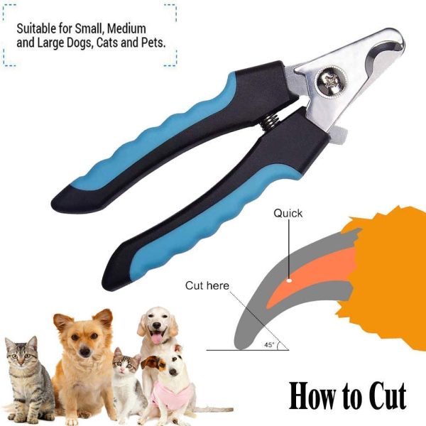 Blue Dog Nail Clippers and Trimmer With Safety Guard, Avoid Over-Cutting Toenail Razor Sharp Blades, Small Medium Large Breeds