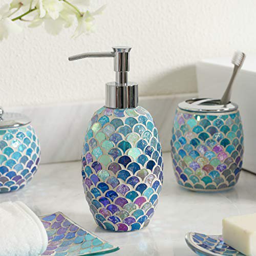 5 Pcs Bright-Colored Mosaic Glass Bathroom Accessory Set