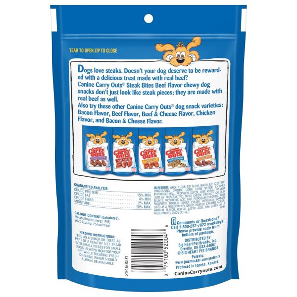 Canine Carry Outs Steak Bites Beef Flavor Dog Treats, 4.5oz Bag