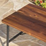 Cascada Outdoor Industrial Acacia Wood Coffee Table with Iron Accents, Antique Finish, Black