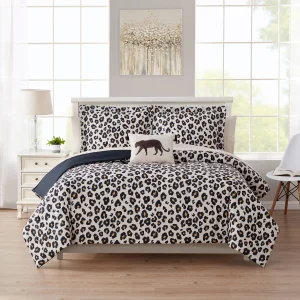 Mainstays 8 Piece Cheetah Print Bed in a Bag Comforter Set with Sheets, Queen