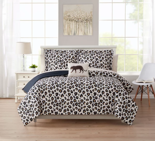 Mainstays 8 Piece Cheetah Print Bed in a Bag Comforter Set with Sheets, Queen