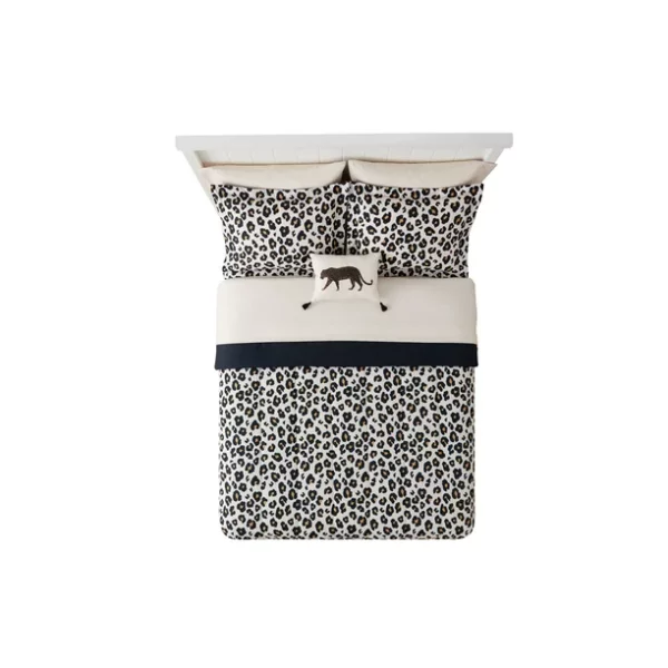 Mainstays 8 Piece Cheetah Print Bed in a Bag Comforter Set with Sheets, Queen