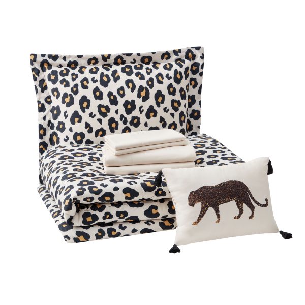 Mainstays 8 Piece Cheetah Print Bed in a Bag Comforter Set with Sheets, Queen