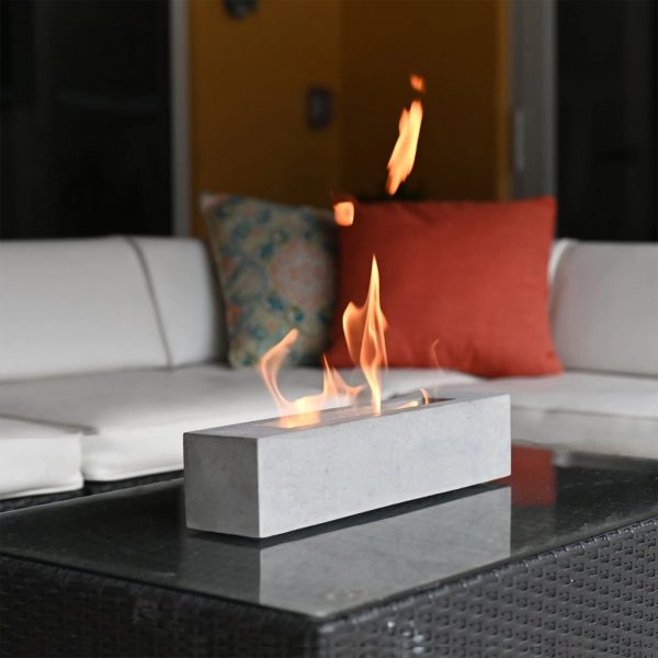 Colsen 18 Inch Rectangular Indoor Outdoor Concrete Tabletop Fire Pit