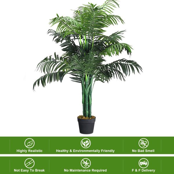 Costway 3.5-Feet Artificial Areca Palm Decorative Silk Tree with Basket Indoor Outdoor