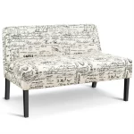 Costway Armless Loveseat Sofa Fabric Settee Bench Bed Chair Wooden Leg Living Room