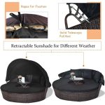 Costway Patio Rattan Daybed Cushioned Sofa Adjustable Table Top Canopy Black