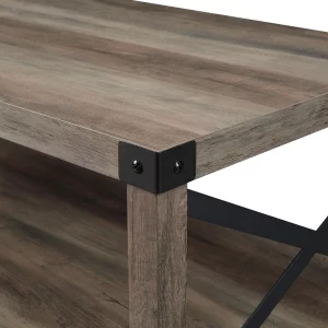 Desert Fields Magnolia Metal X Coffee Table, Gray Wash(1)