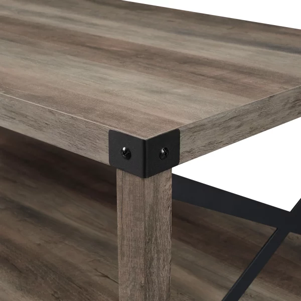 Desert Fields Magnolia Metal X Coffee Table, Gray Wash