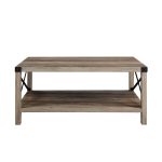 Desert Fields Magnolia Metal X Coffee Table, Gray Wash