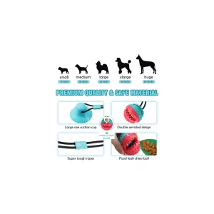 Dog Chew Suction Cup Tug of War Toy Multifunction Interactive Pet Aggressive Chewers Rope Puzzle Toothbrush Molar Bite Squeaky Toys Ball with Teeth Cleaning for Small Large Dogs(1)